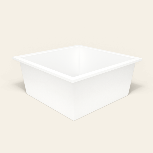 Omnitub 1400×1400 white deep soaking bath — three-quarter [render:6_grounded:nofeet]
