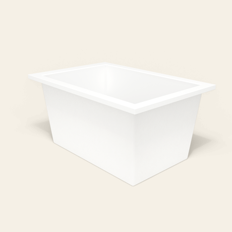 Omnitub 1250×850 white deep soaking bath — three-quarter [render:6_grounded:nofeet]