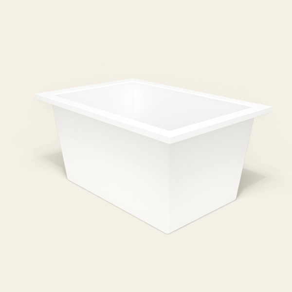 Omnitub 1250×850 white deep soaking bath — three-quarter [render:6_grounded:nofeet]