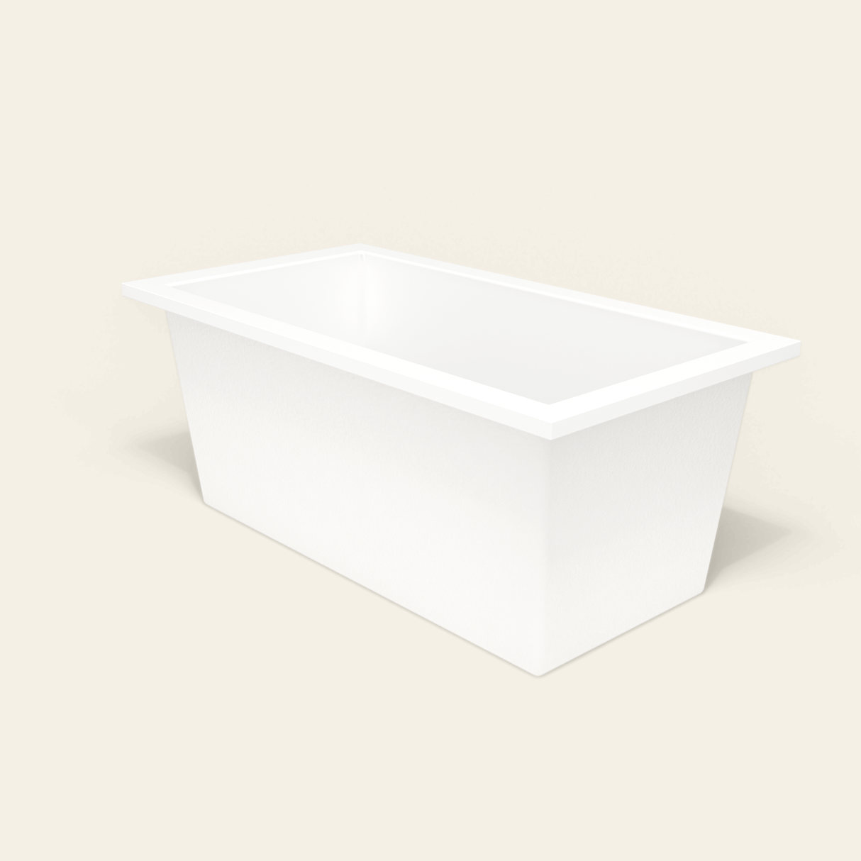 Omnitub 1500×800 white deep soaking bath — three-quarter [render:6_grounded:nofeet]