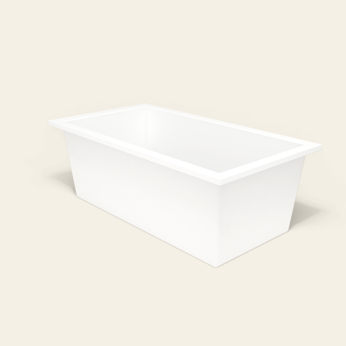 Omnitub 1750×950 white deep soaking bath — three-quarter [render:6_grounded:nofeet]