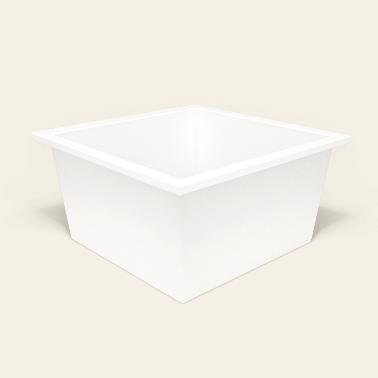 Omnitub 1200×1200 white deep soaking bath — three-quarter [render:6_grounded:nofeet]