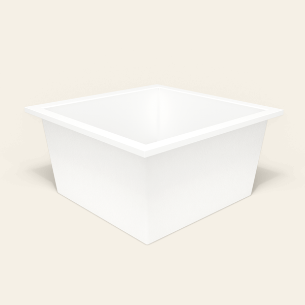 Omnitub 1200×1200 white deep soaking bath — three-quarter [render:6_grounded:nofeet]