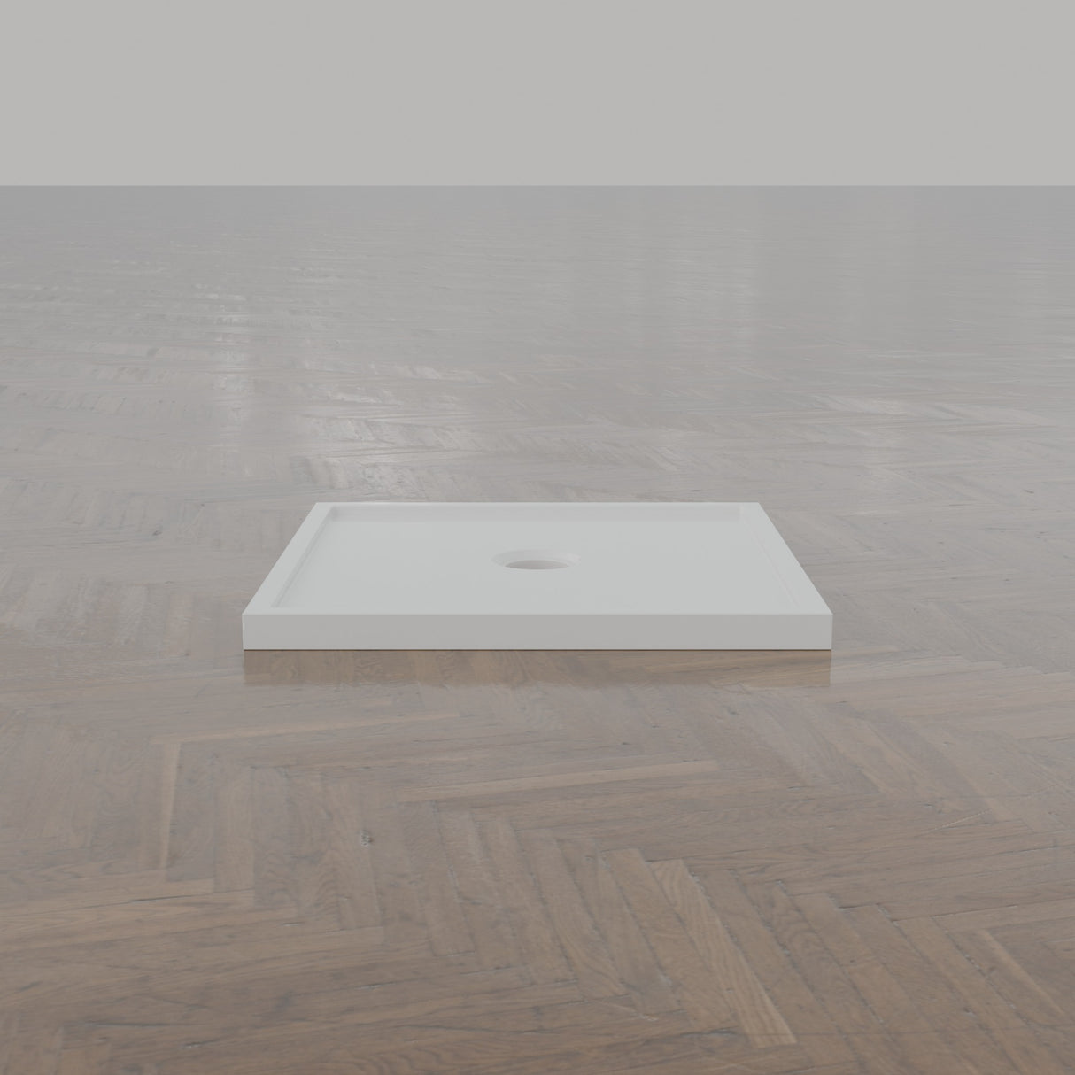 700 × 700 Square Shower Tray – 45mm Slim Non-Slip — end view · Omnitub gallery end