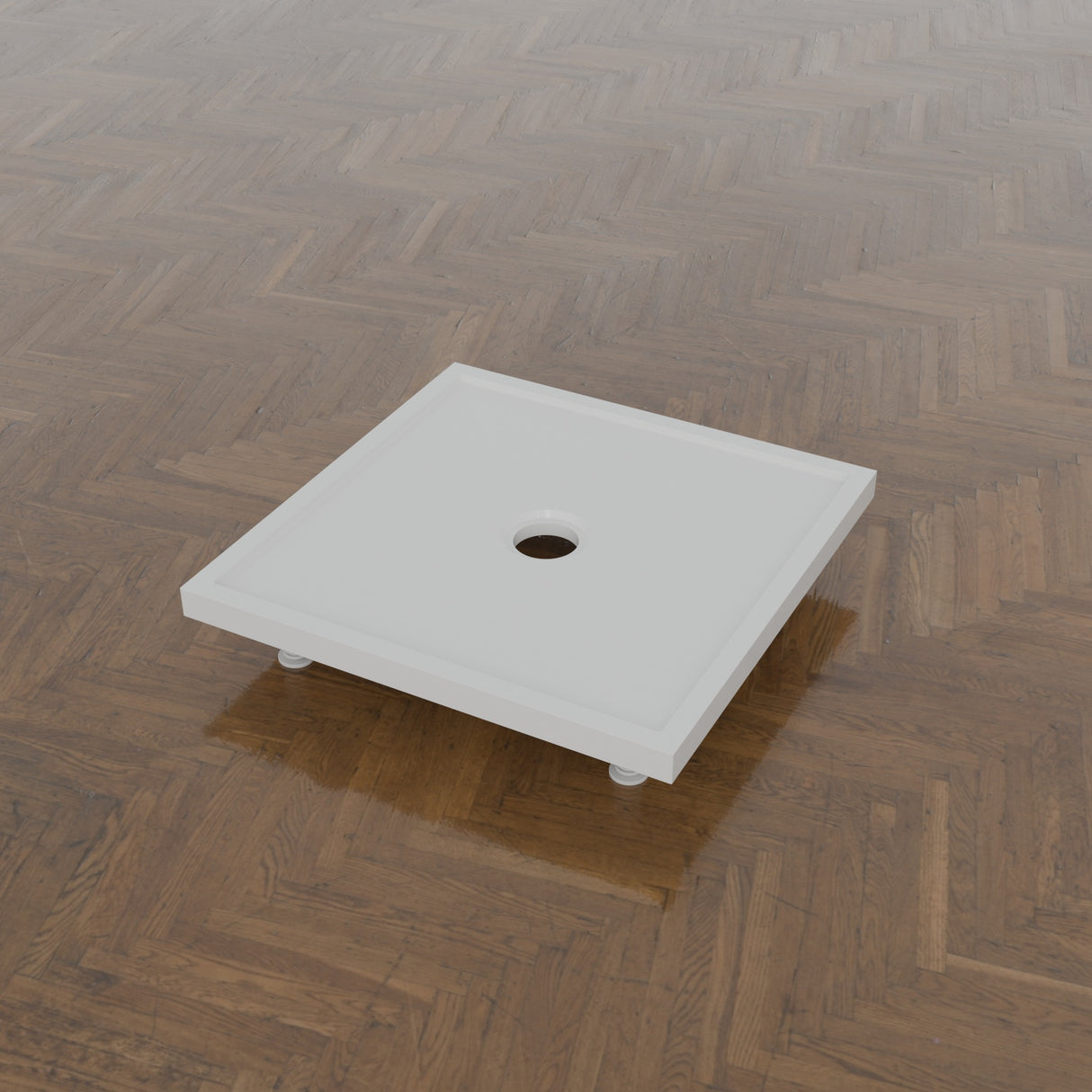 700 × 700 Square Shower Tray – 45mm Slim Non-Slip — on the riser kit · Omnitub gallery feet34