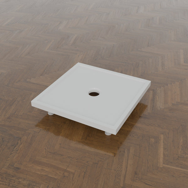 700 × 700 Square Shower Tray – 45mm Slim Non-Slip — on the riser kit · Omnitub gallery feet34