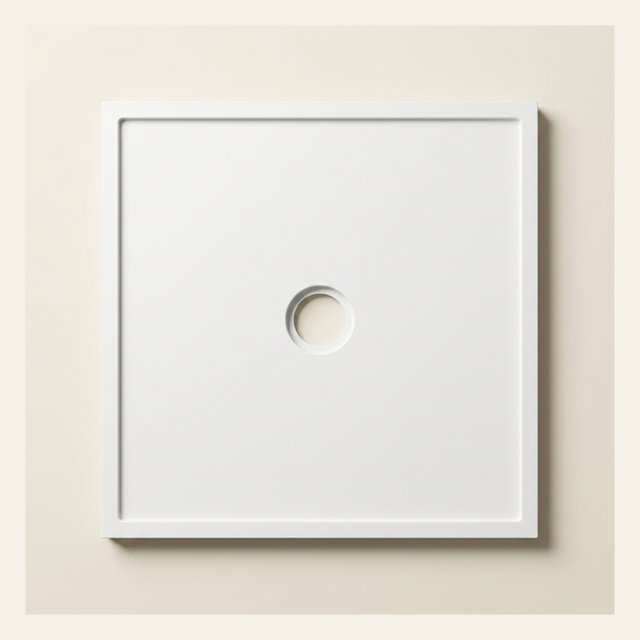 700mm × 700mm Omnitub Pure White shower tray — 35mm slim non-slip Omnigel surface, BS 4800 00 E 55, handmade in Somerset