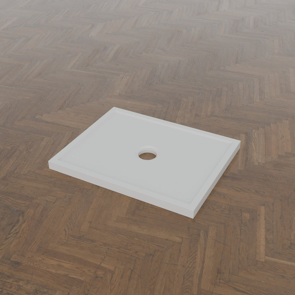 740 × 590 Rectangular Shower Tray – 45mm Slim Non-Slip — three-quarter view · Omnitub gallery 34