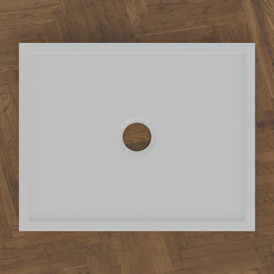 740 × 590 Rectangular Shower Tray – 45mm Slim Non-Slip — bird's-eye · Omnitub bird's-eye hero