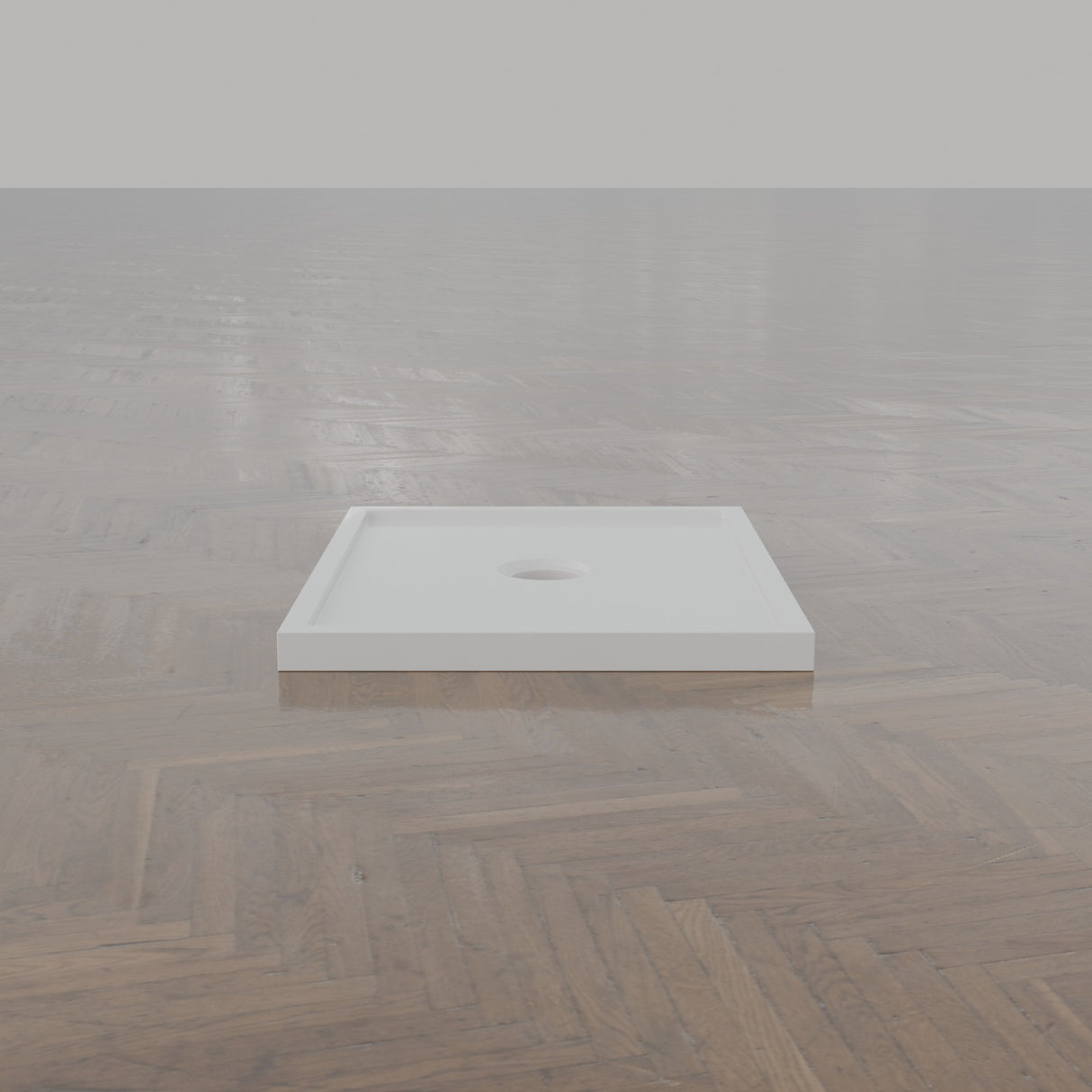 740 × 590 Rectangular Shower Tray – 45mm Slim Non-Slip — end view · Omnitub gallery end