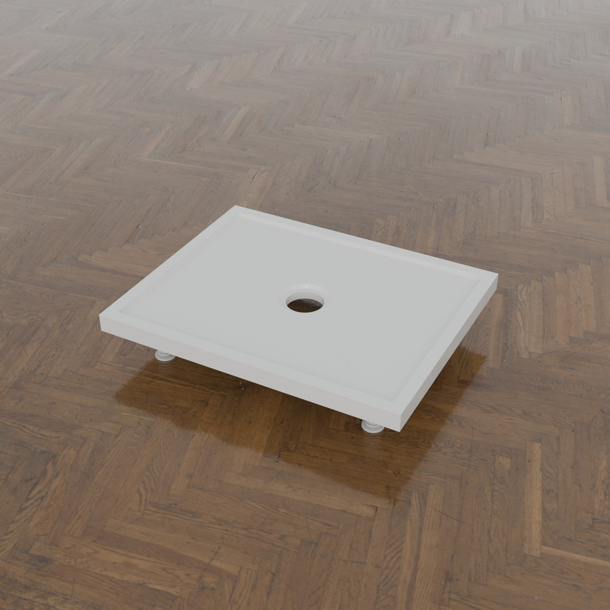 740 × 590 Rectangular Shower Tray – 45mm Slim Non-Slip — on the riser kit · Omnitub gallery feet34