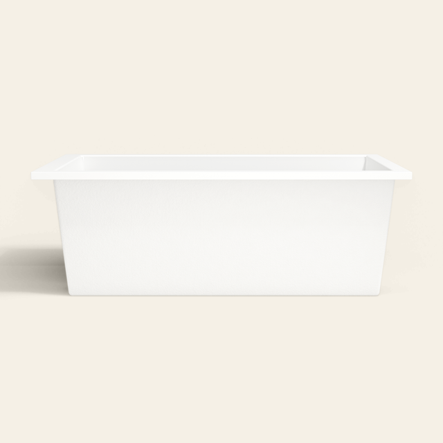 Omnitub 1750×950 white deep soaking bath — side profile [render:7_long_side:nofeet]