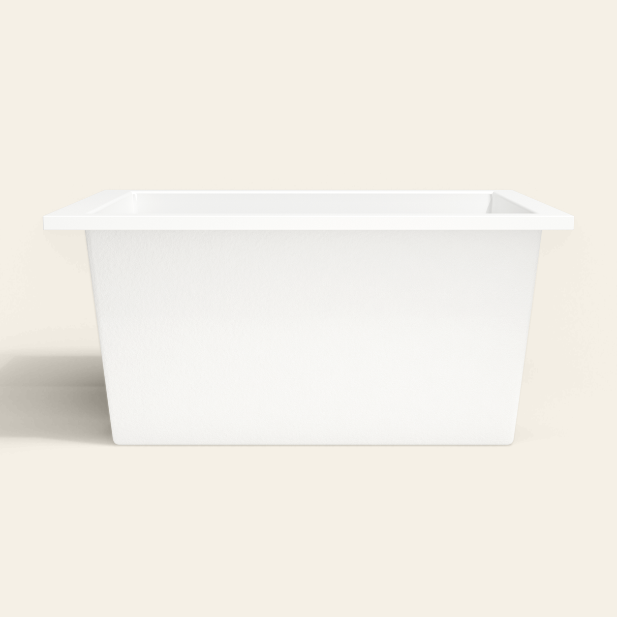Omnitub 1300×950 white deep soaking bath — side profile [render:7_long_side:nofeet]