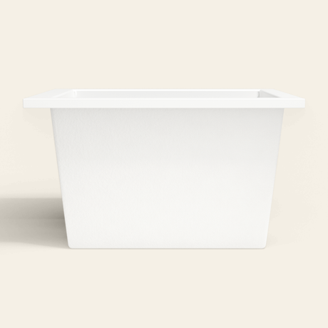 Omnitub 1050×750 white deep soaking bath — side profile [render:7_long_side:nofeet]
