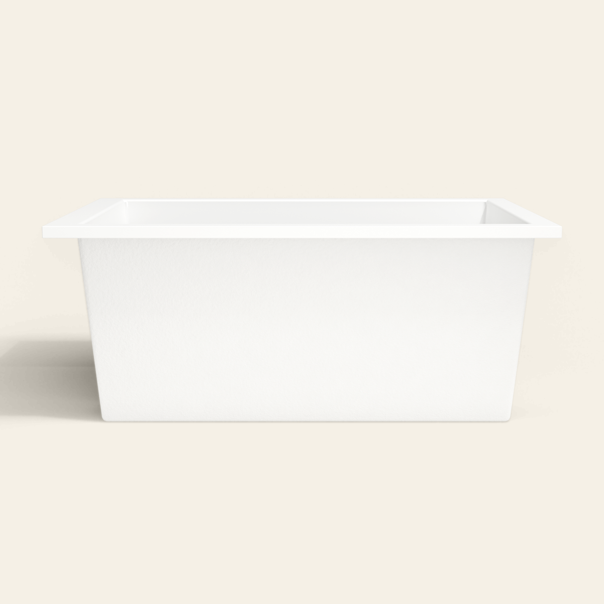 Omnitub 1500×1050 white deep soaking bath — side profile [render:7_long_side:nofeet]