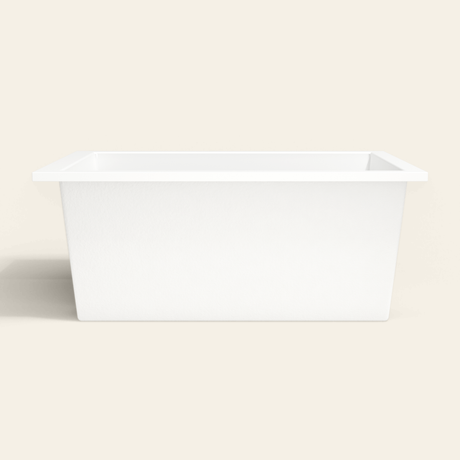 Omnitub 1500×1050 white deep soaking bath — side profile [render:7_long_side:nofeet]