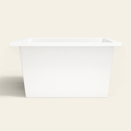 Omnitub 1150×900 white deep soaking bath — side profile [render:7_long_side:nofeet]