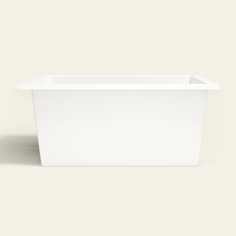 Omnitub 1400×900 white deep soaking bath — side profile [render:7_long_side:nofeet]