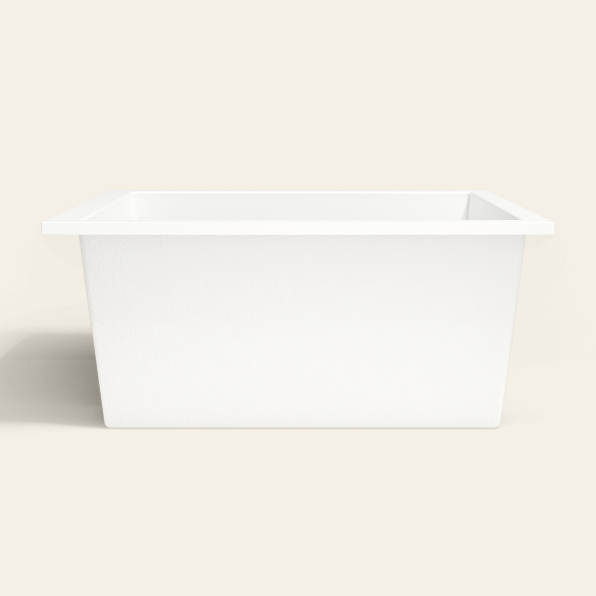 Omnitub 1400×1200 white deep soaking bath — side profile [render:7_long_side:nofeet]