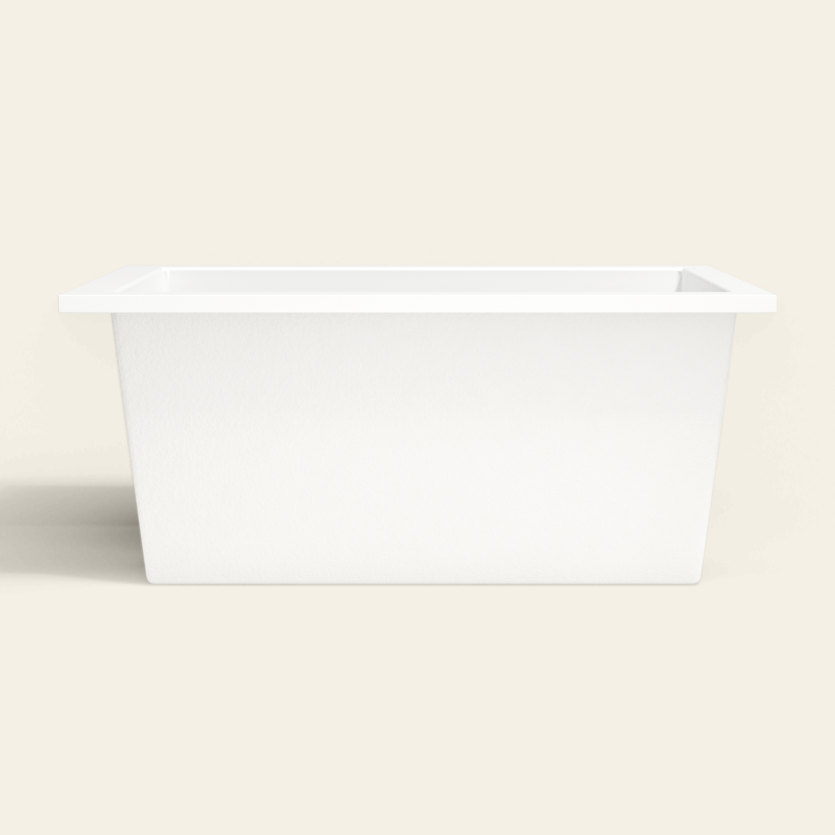 Omnitub 1400×800 white deep soaking bath — side profile [render:7_long_side:nofeet]