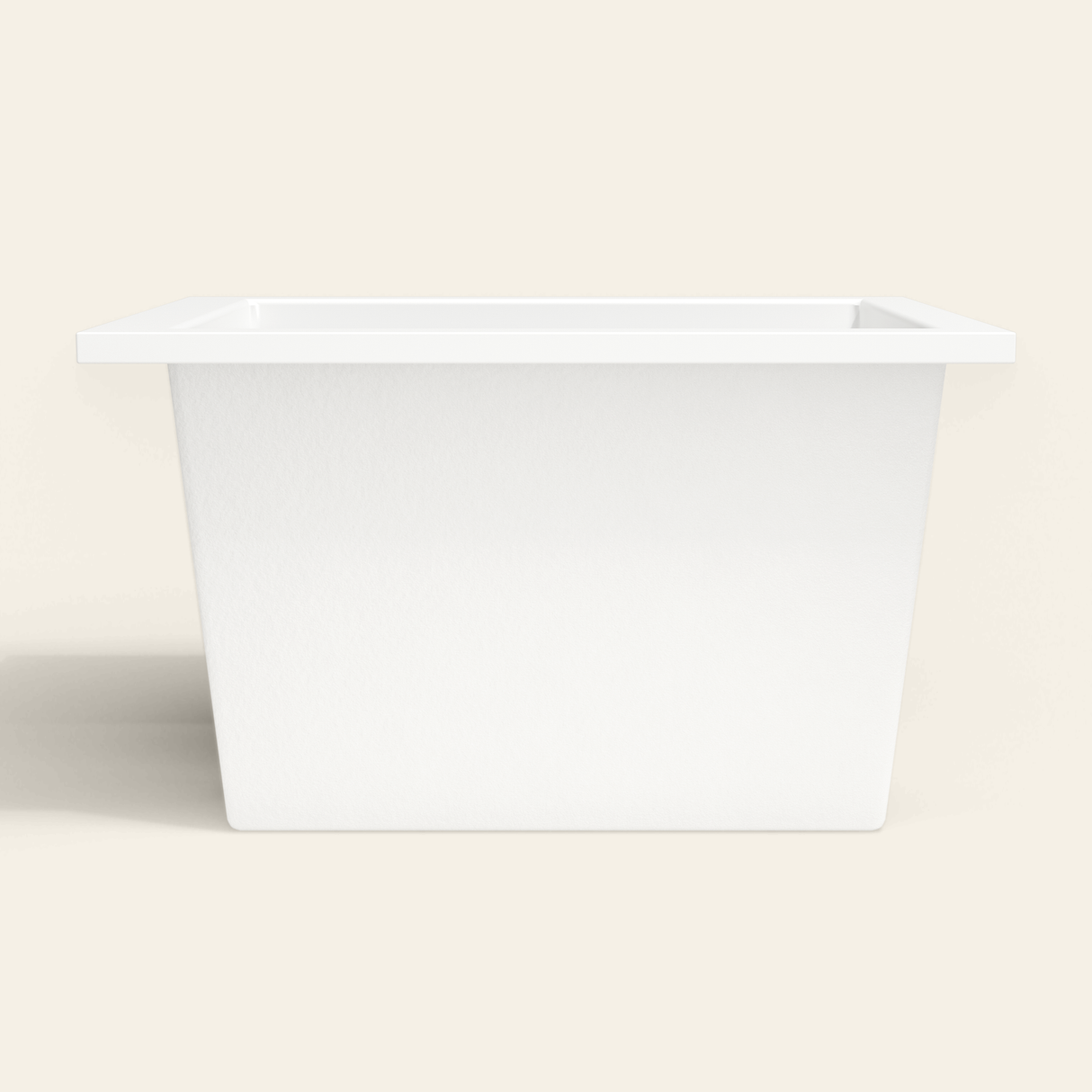 Omnitub 1050×800 white deep soaking bath — side profile [render:7_long_side:nofeet]