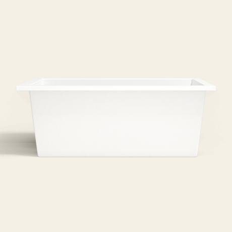 Omnitub 1600×800 white deep soaking bath — side profile [render:7_long_side:nofeet]