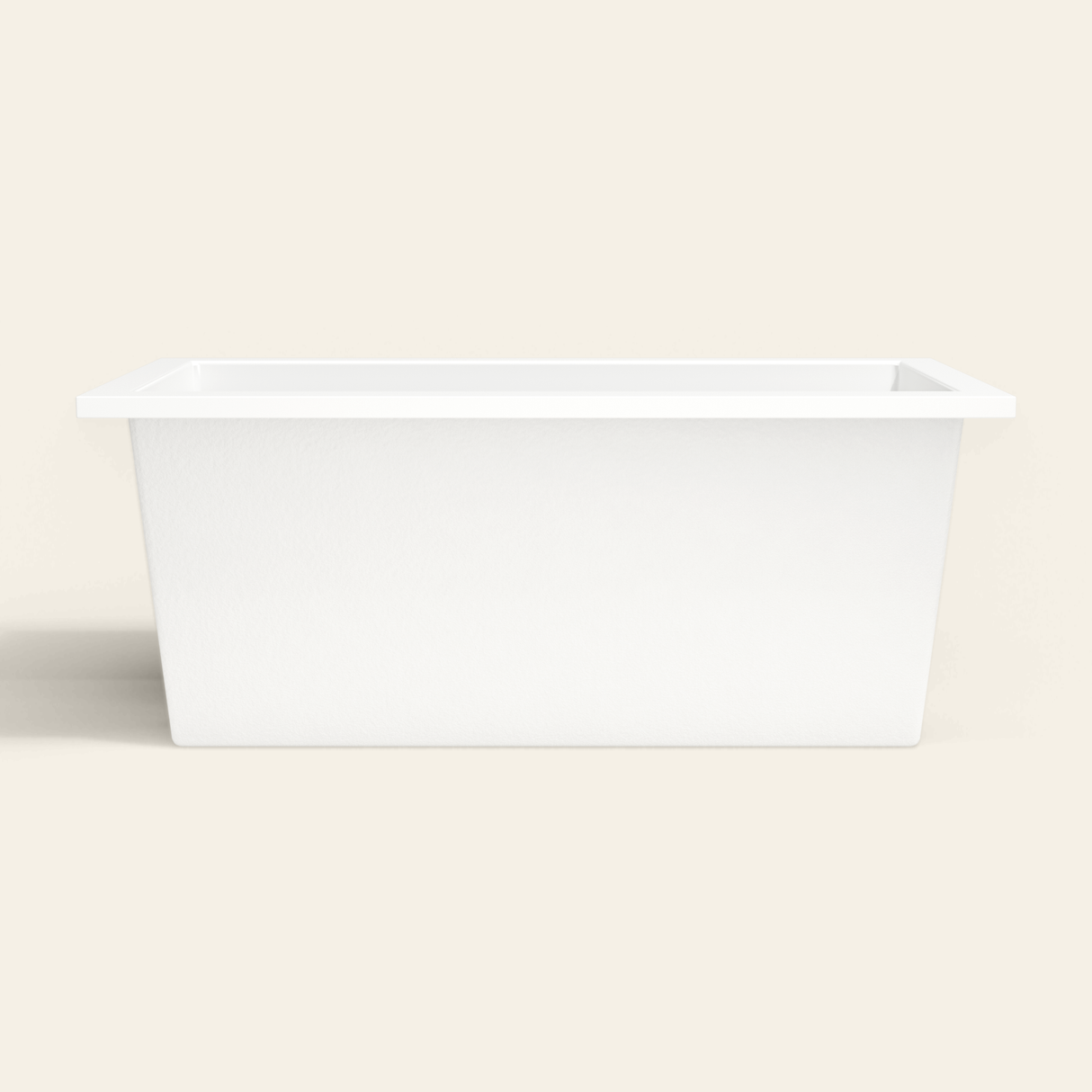 Omnitub 1500×800 B100 white deep soaking bath — side profile [render:7_long_side:nofeet]