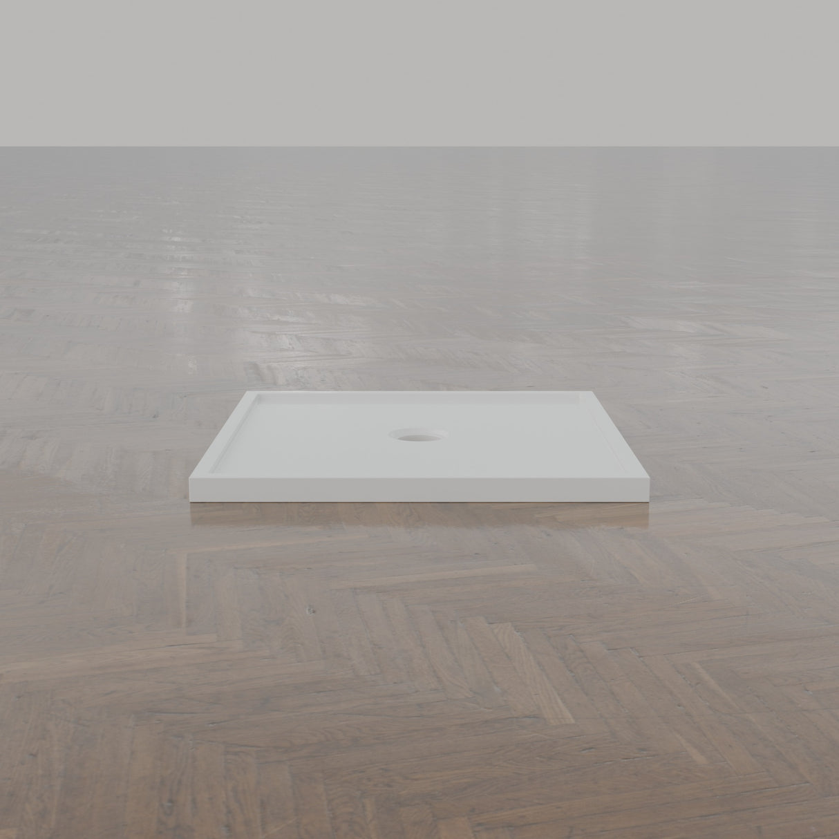 800 × 800 Square Shower Tray – 45mm Slim Non-Slip — end view · Omnitub gallery end