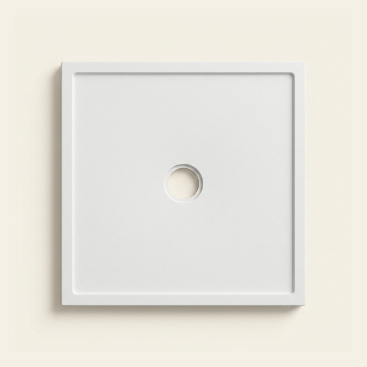 800mm × 800mm Omnitub Pure White shower tray — 35mm slim non-slip Omnigel surface, BS 4800 00 E 55, handmade in Somerset