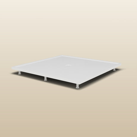 1500 × 1500 Square Shower Tray – 45mm Slim Non-Slip — riser kit, low view · Omnitub render