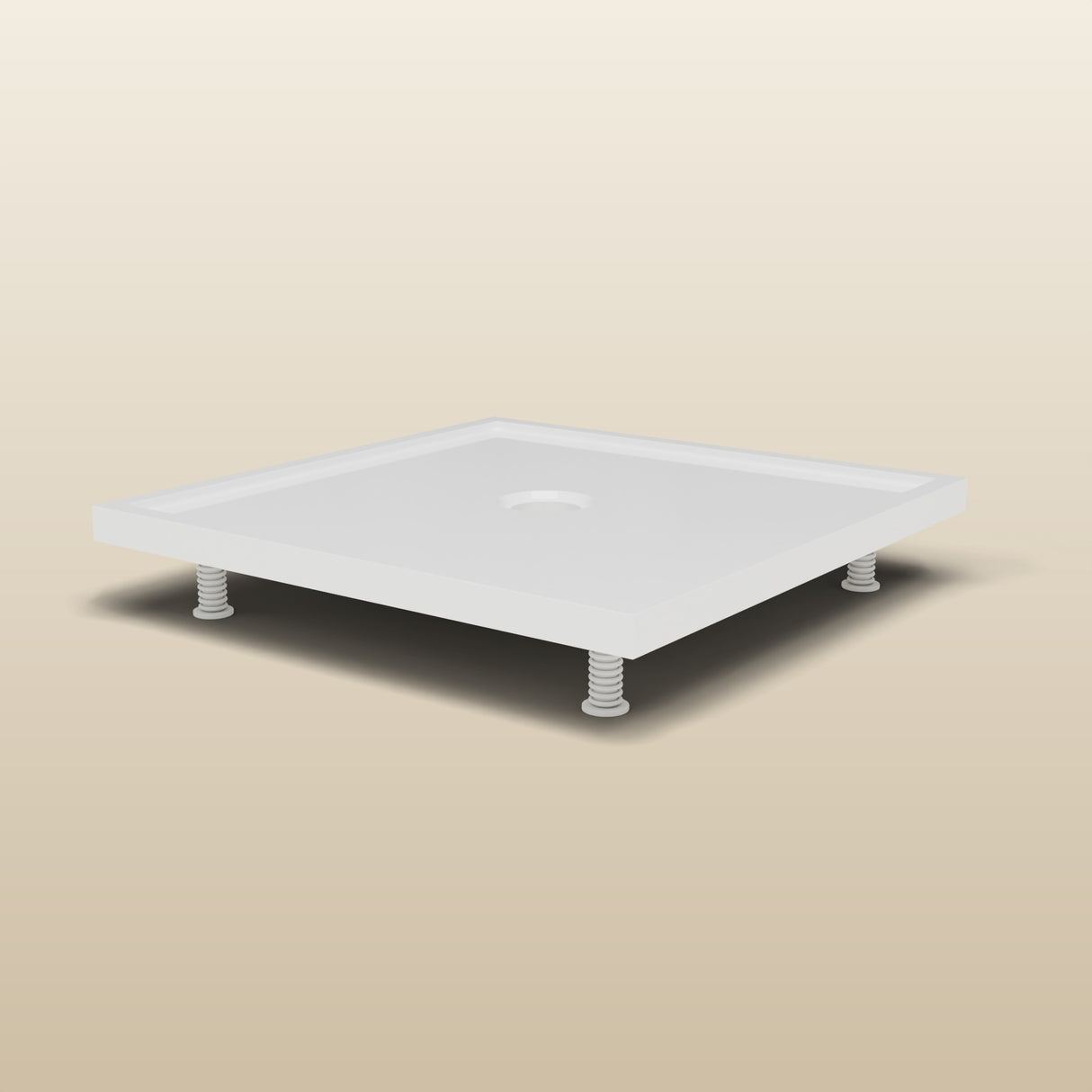 800 × 800 Square Shower Tray – 45mm Slim Non-Slip — riser kit, low view · Omnitub render
