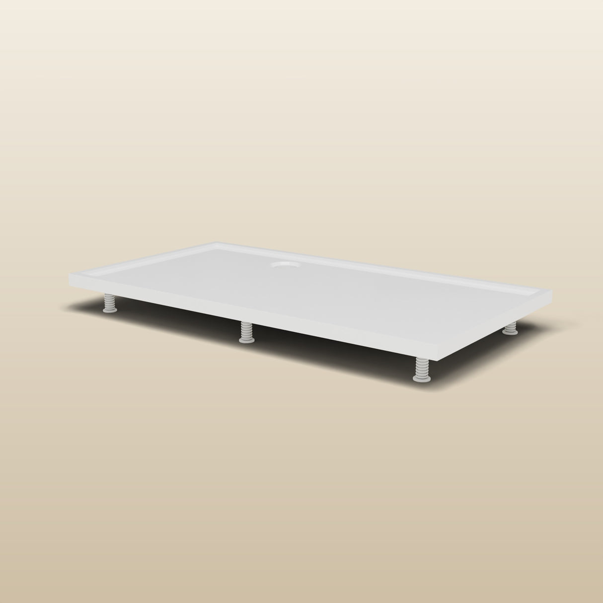 1500 × 800 Rectangular Shower Tray – 45mm Slim Non-Slip — riser kit, low view · Omnitub render