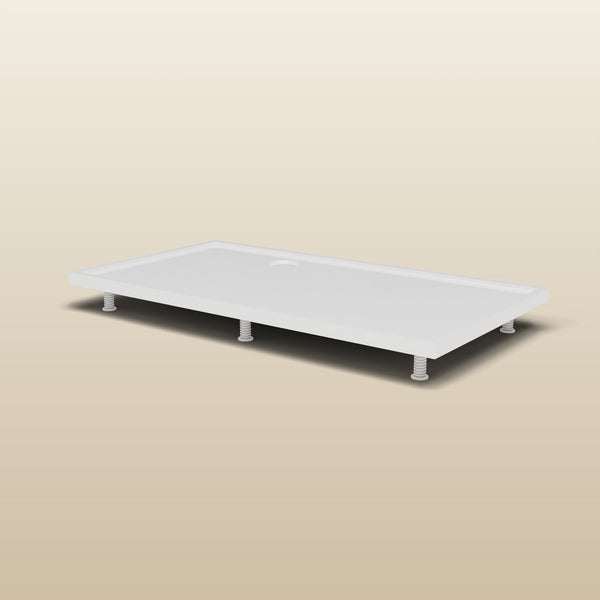 1500 × 800 Rectangular Shower Tray – 45mm Slim Non-Slip — riser kit, low view · Omnitub render