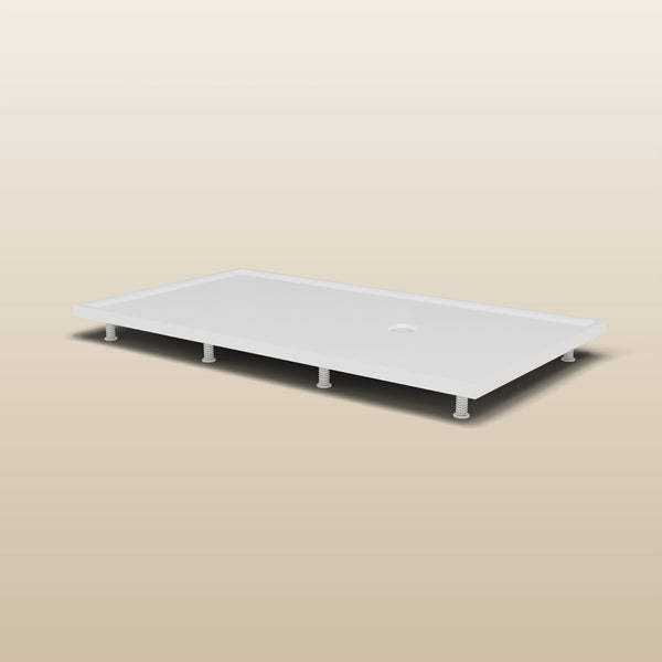 1800 × 1000 Rectangular Shower Tray – 45mm Slim Non-Slip — riser kit, low view · Omnitub render