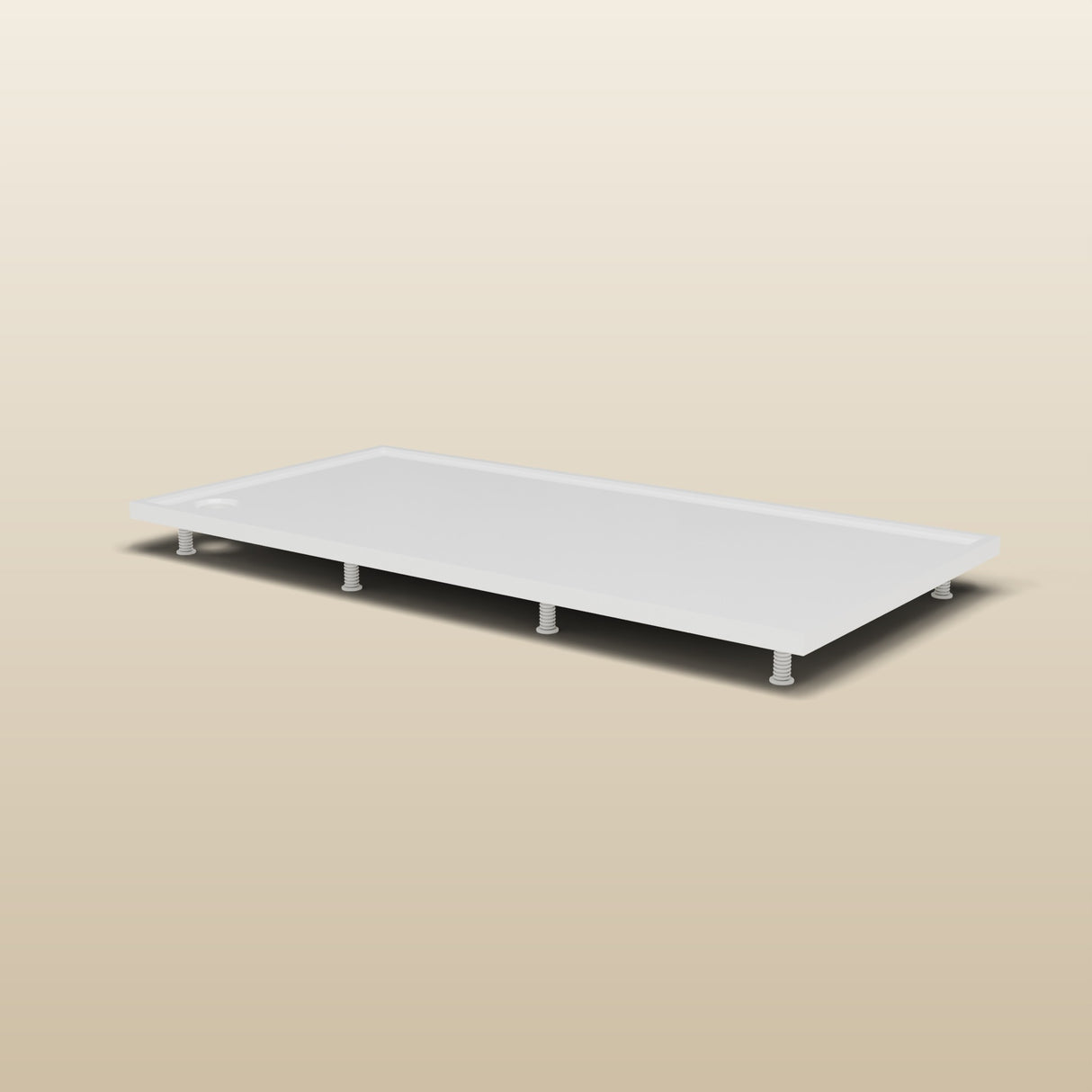 2000 × 1000 Rectangular Shower Tray – 45mm Slim Non-Slip — riser kit, low view · Omnitub render