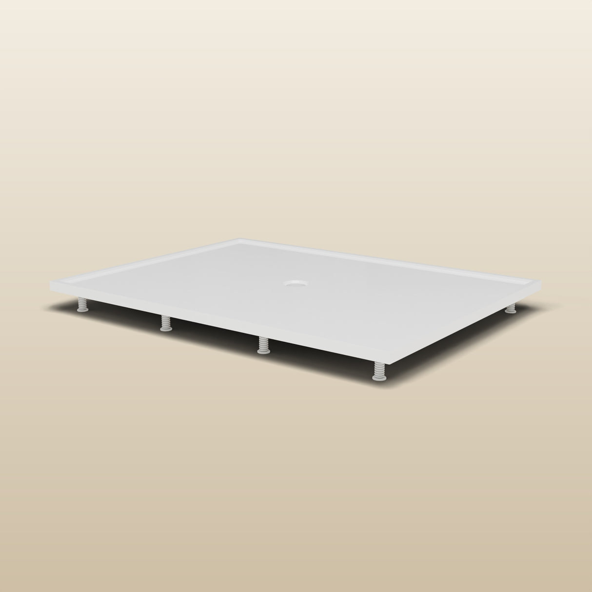 1800 × 1350 Rectangular Shower Tray – 45mm Slim Non-Slip — riser kit, low view · Omnitub render