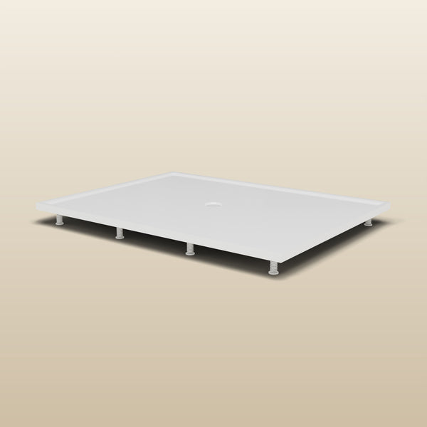 1800 × 1350 Rectangular Shower Tray – 45mm Slim Non-Slip — riser kit, low view · Omnitub render