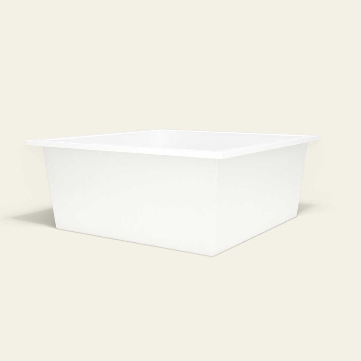 Omnitub 1500×1500 white deep soaking bath — low hero [render:8_low_hero:nofeet]