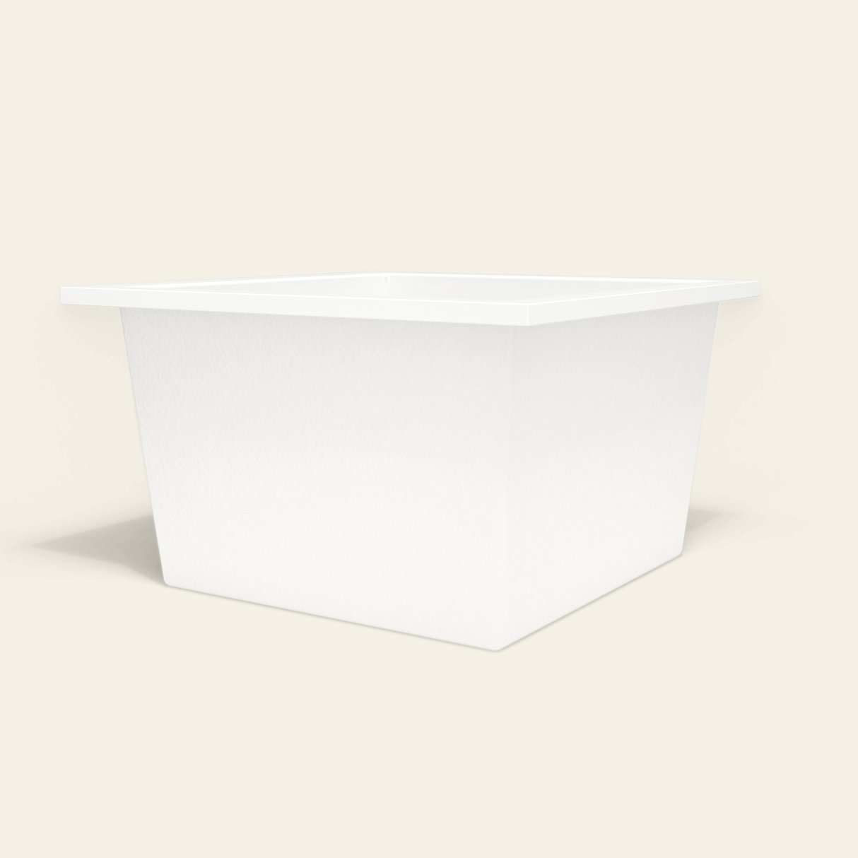 Omnitub 1050×1050 white deep soaking bath — low hero [render:8_low_hero:nofeet]