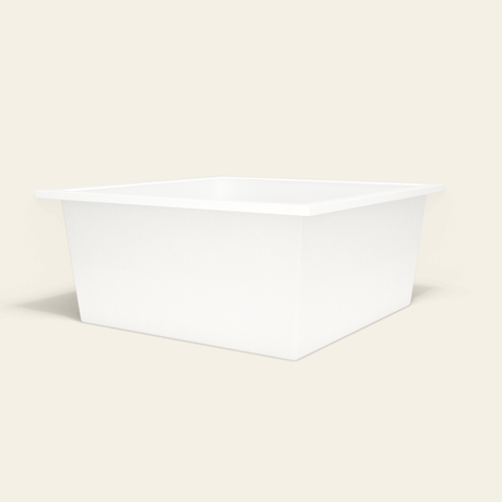 Omnitub 1400×1400 white deep soaking bath — low hero [render:8_low_hero:nofeet]