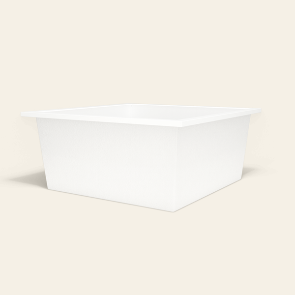 Omnitub 1400×1400 white deep soaking bath — low hero [render:8_low_hero:nofeet]