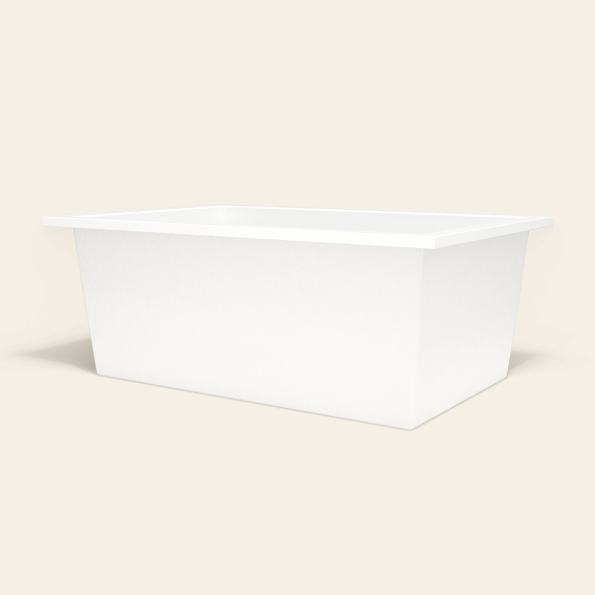 Omnitub 1600×1050 white deep soaking bath — low hero [render:8_low_hero:nofeet]