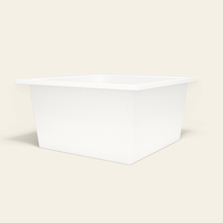 Omnitub 1200×1200 white deep soaking bath — low hero [render:8_low_hero:nofeet]