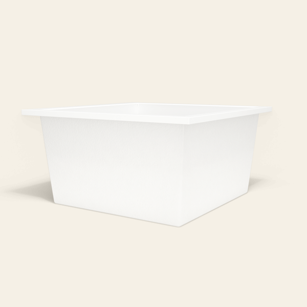 Omnitub 1200×1200 white deep soaking bath — low hero [render:8_low_hero:nofeet]