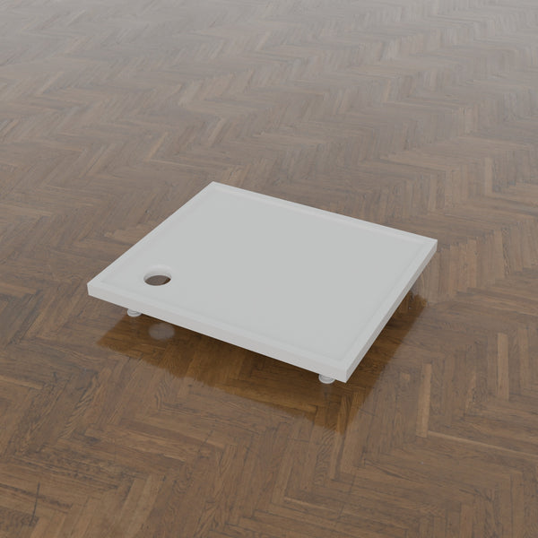 900 × 775 Rectangular Shower Tray – 45mm Slim Non-Slip — on the riser kit · Omnitub gallery feet34