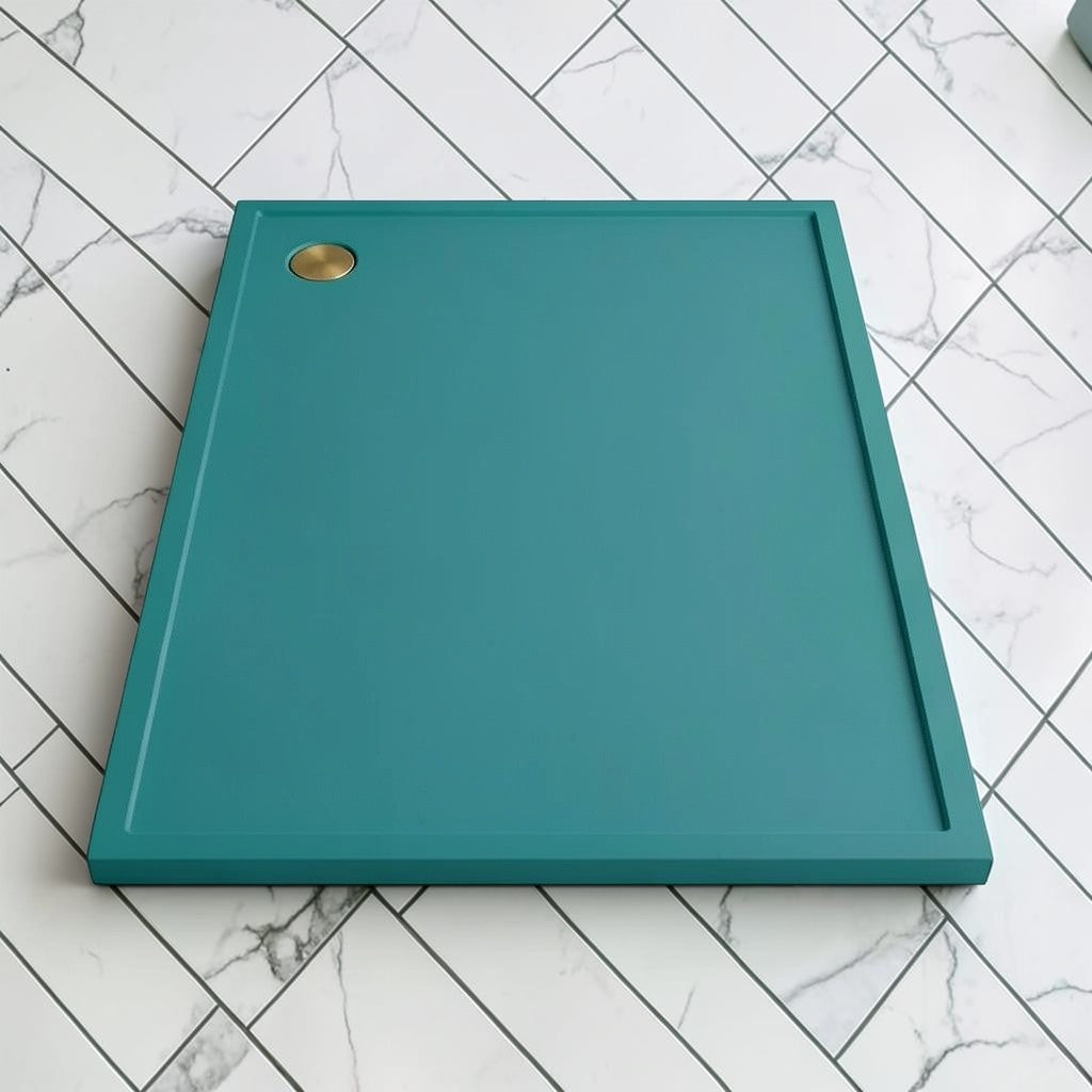 Omnitub 2000 x 1000 rectangular shower tray 35mm slim non-slip - side angle