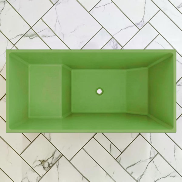 Omnitub 1350 x 700 Japanese seated soaking tub 1000mm depth rectangular - design feature