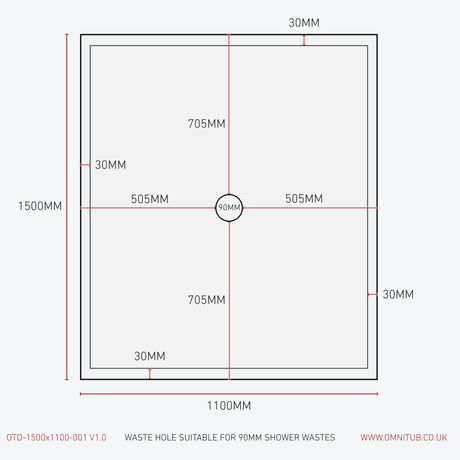 Omnitub 1500 × 1100 Rectangular Shower Tray – 45mm Slim Non-Slip - side angle