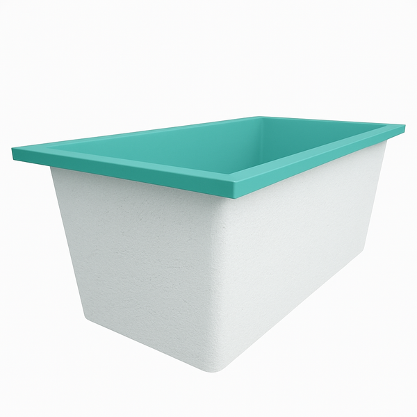 Omnitub 1500 x 800 handmade UK deep soaking tub 600mm depth rectangular - top-down view 2
