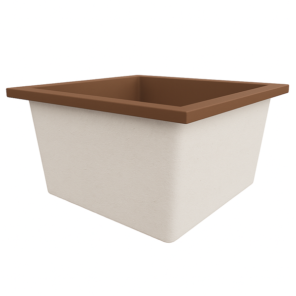 Omnitub Duo Square 1050 x 1050 deep soaking tub 600mm depth square - styled setting 2